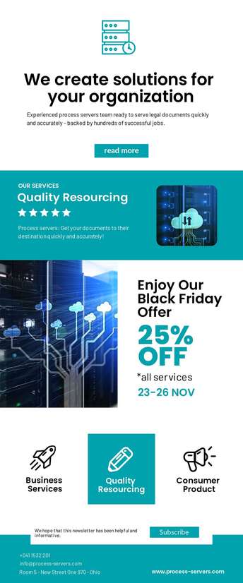 Process Newsletter Launch Process Servers Business with Newsletters Editable Designs Fast