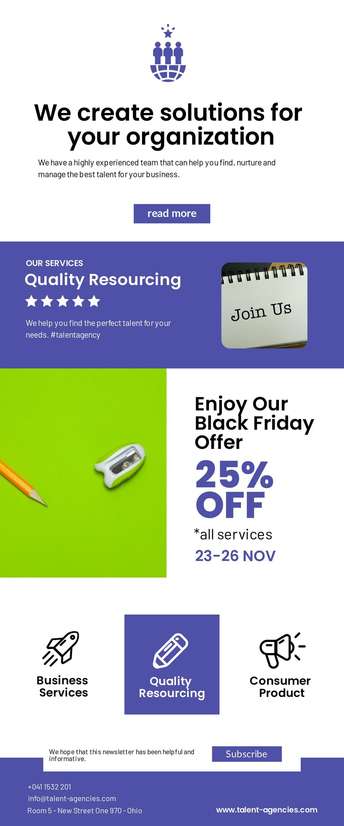 Talent Operations Newsletter Format Launch Talent Agencies with Newsletters Editable Designs in Seconds