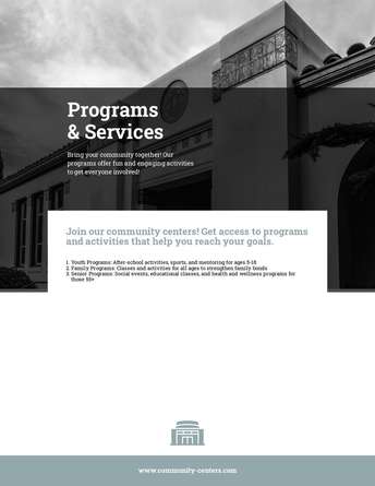 Program Services List Top Programs & Services Templates for Community Centers Business