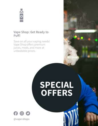 Instantly Create Special Offers with Editable Designs for Vape Shops