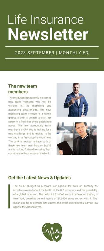 Top Newsletters Designs for Your Life Insurance Business