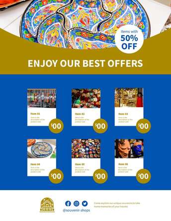 Launch your Souvenir Shop with Special Offers editable designs