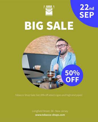 tobacco shop sale Launch Your Tobacco Shops Business Today with Editable Brand Material!