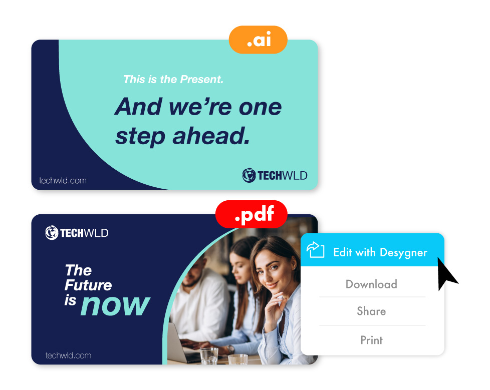 a user is importing a pdf in Desygner to be able to edit, download and print it