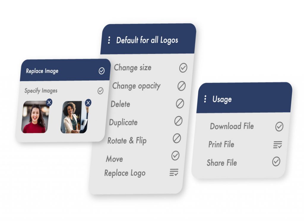 A template is showing all the restrictions such as image, logos and usage restrictions
