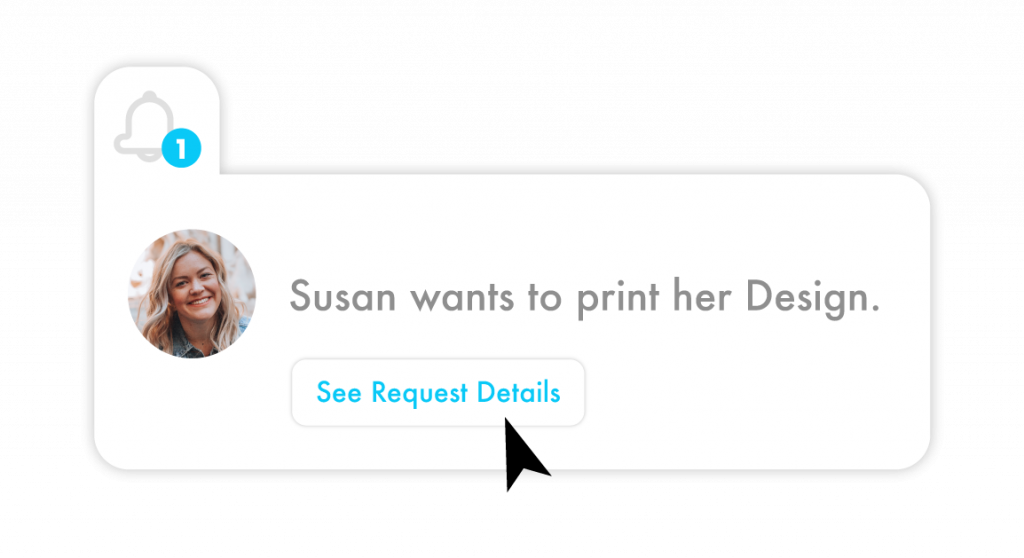 a manager is viewing the details of a print request from susan in order to accept her request