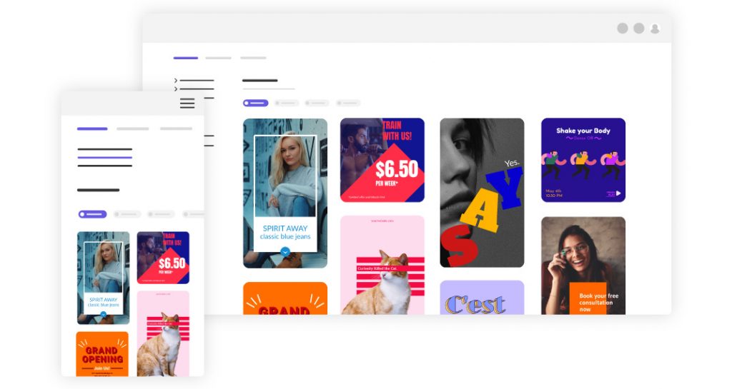 Desygner App and Desygner Web Interface are showing the social post templates