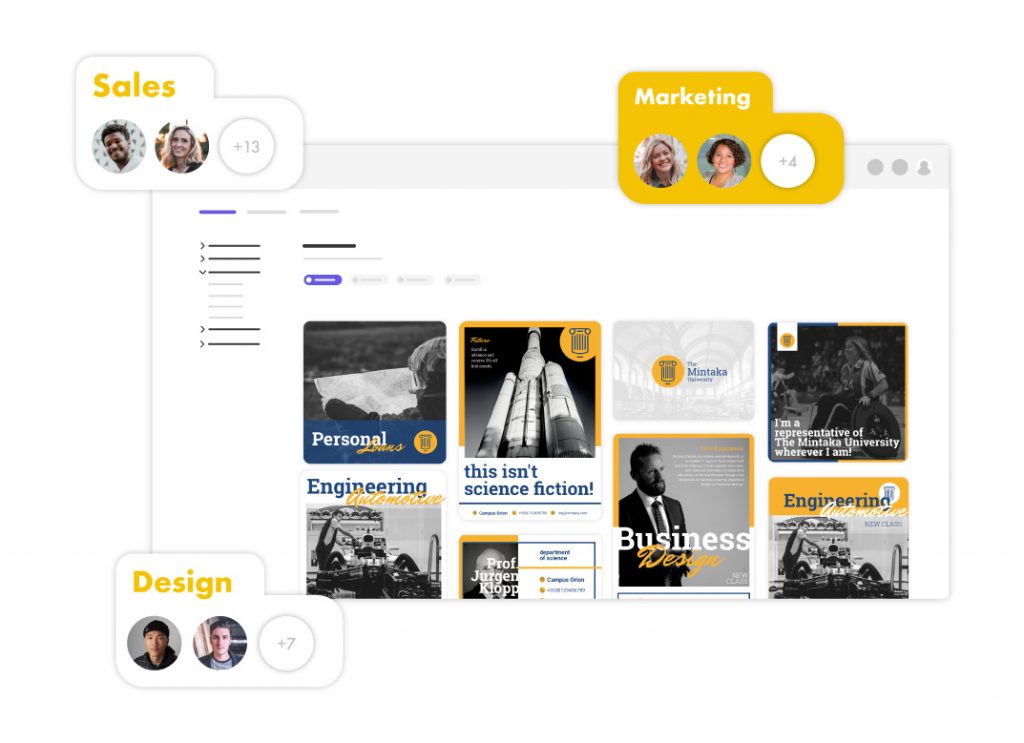 The marketing team, sales team & design Team are using a marketing hub system for their projects