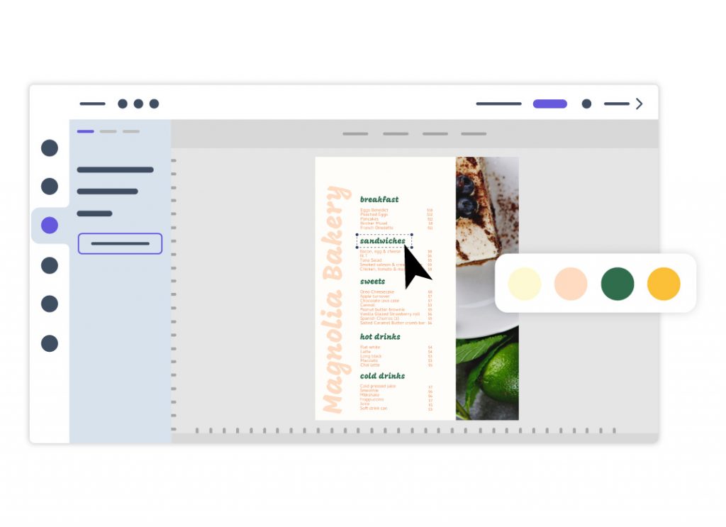 Edit, share and print Menu