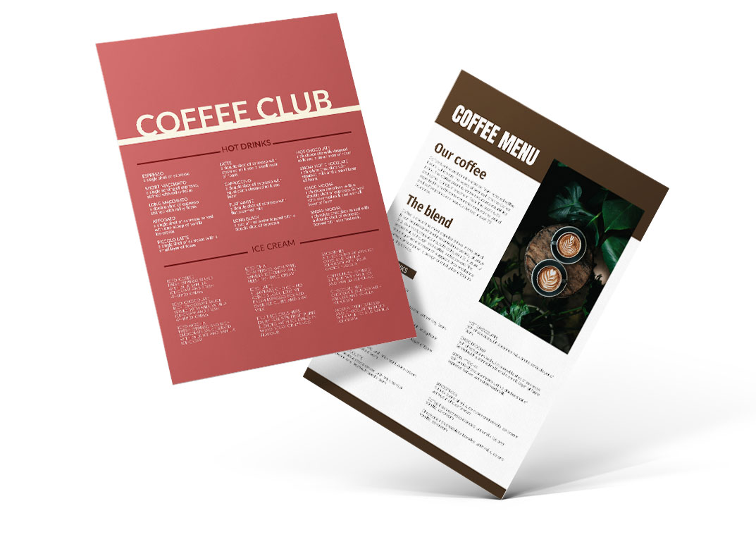 Coffee Menu Templates Mockup