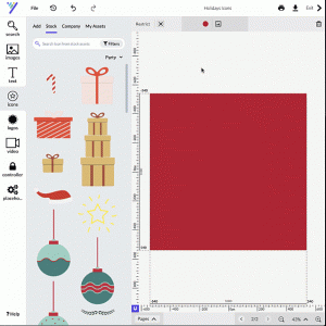 A user is creating a red christmas card in Desygner