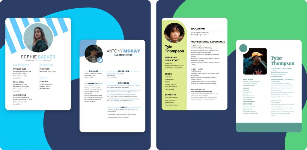 resume templates for men an womens