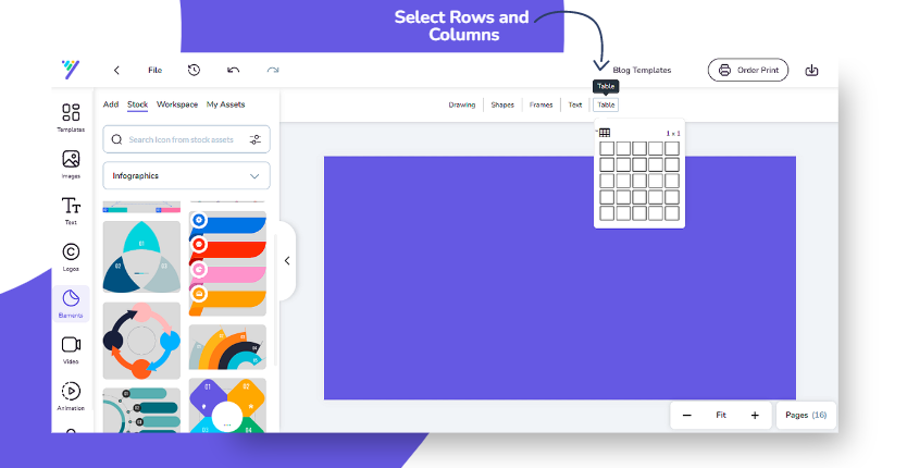 Create a table using Desygner