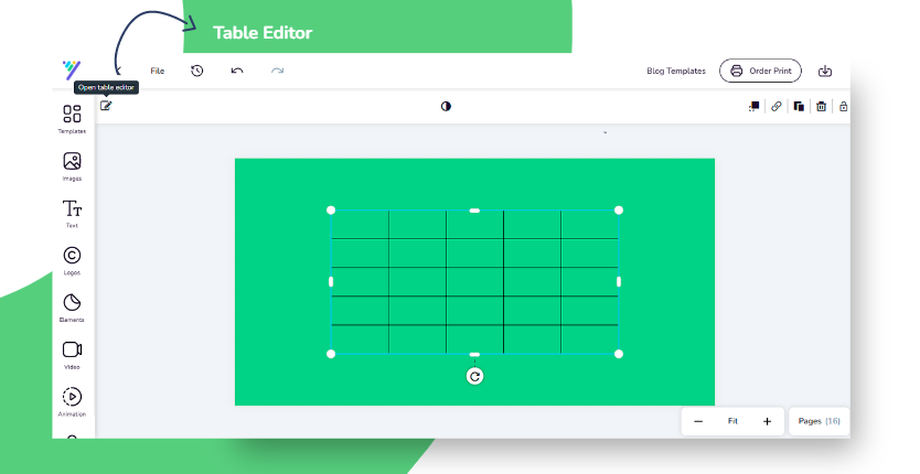 Customize table using Table Editor